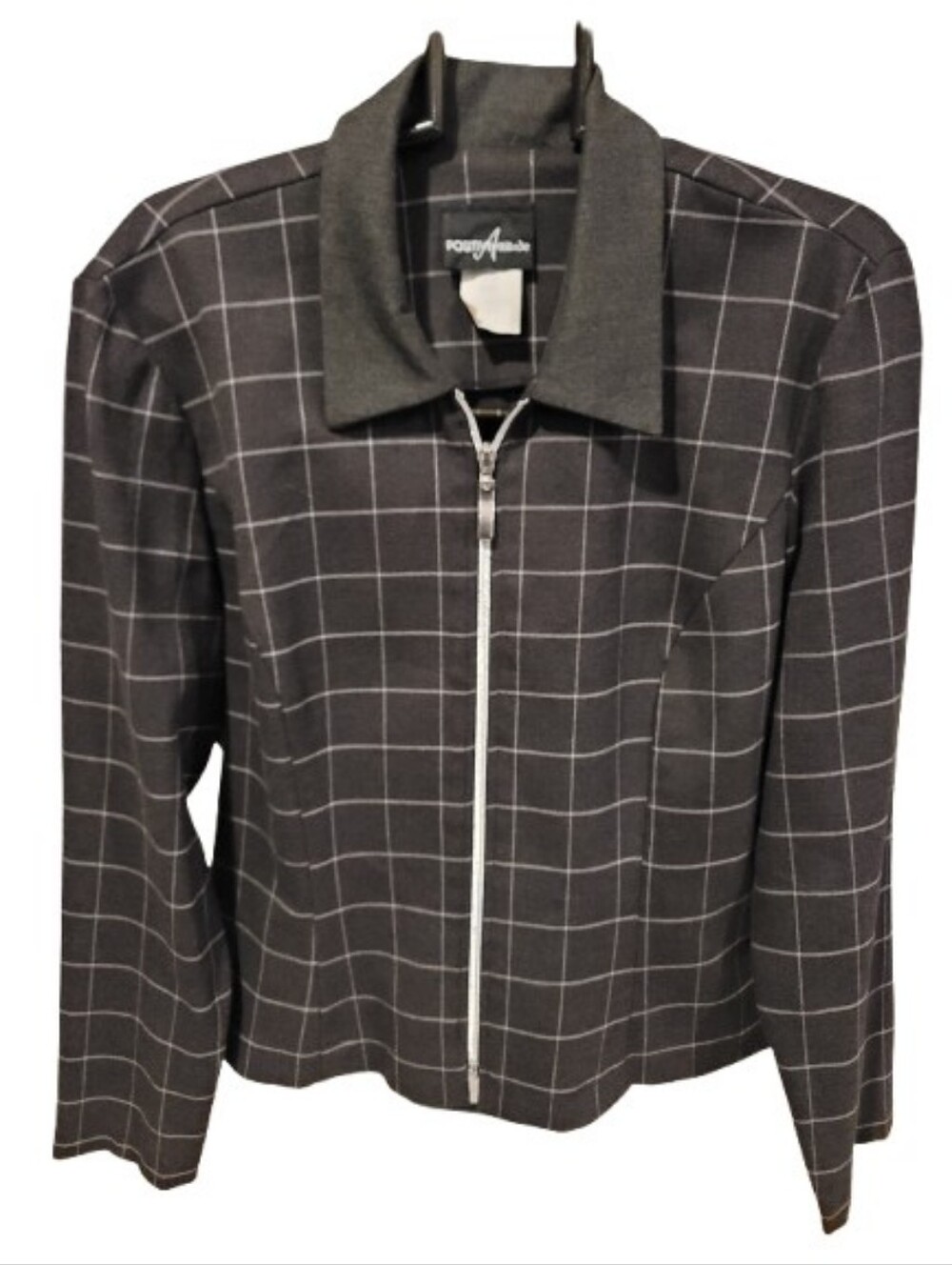 Positive Attitude Black Windowpane Zip Bomber Jacket - Picture 4 of 13